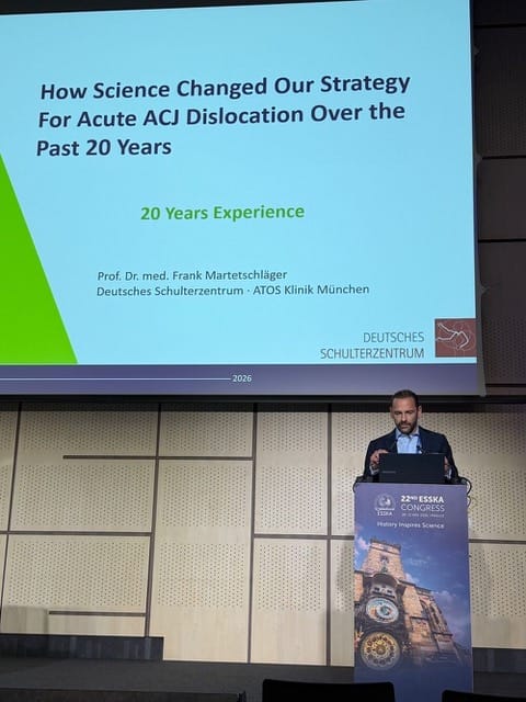 Keynote Lecture von Prof. Frank Martetschläger zur akuten ACG-Luxation beim ESSKA Kongress 2026. Keynote Lecture von Prof. Frank Martetschläger zur akuten ACG-Luxation beim ESSKA Kongress 2026.