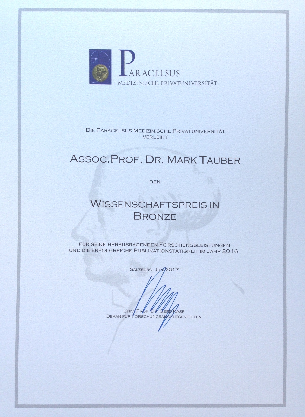 Wissenschaftspreis Prof. Tauber